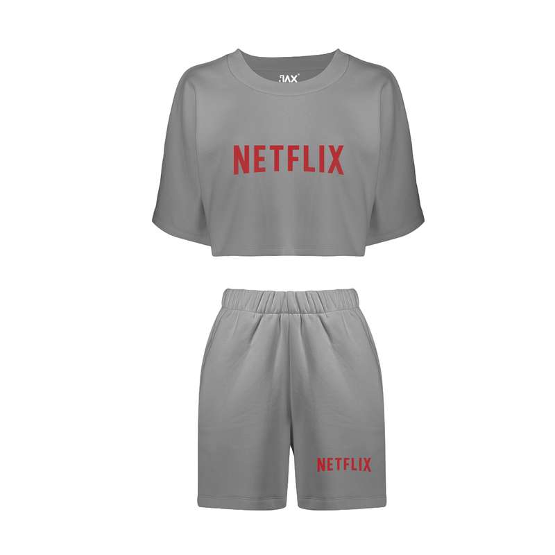 ست نیم تنه و شلوارک زنانه مدل NETFLIX