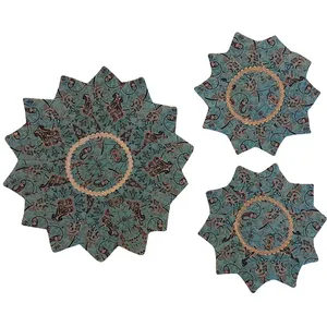 ست 3 تکه رومیزی ترمه مدل ستاره کد TRSETASA20