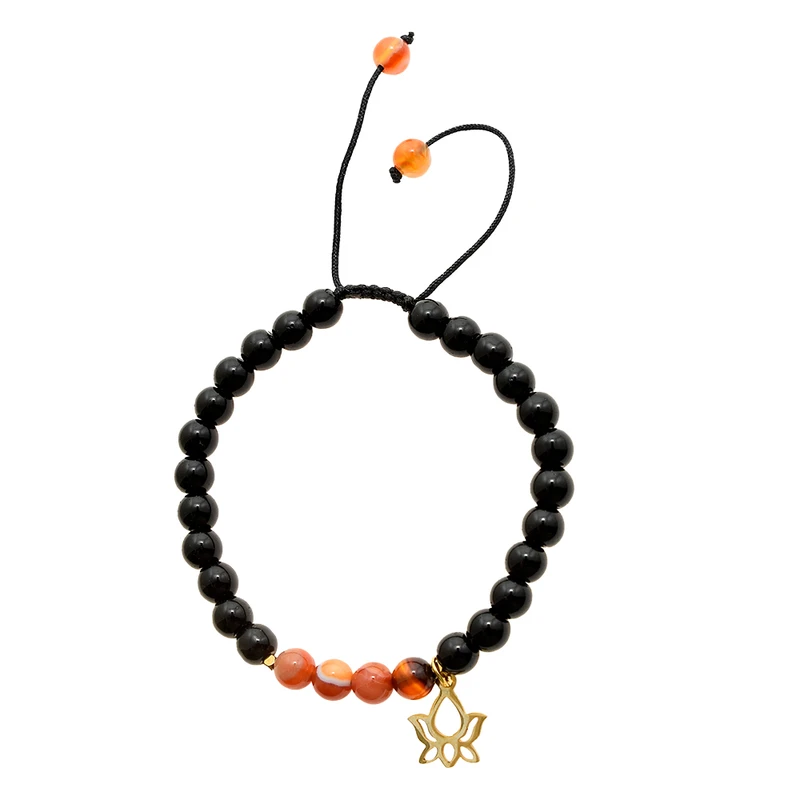 دستبند زنانه دلنار گالری مدل عقیق سرخ و لوتوس