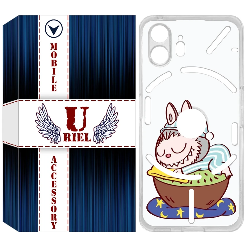 کاور یوریل قاب مدل Clear کد 127 طرح لبوبو Labubu مناسب برای گوشی موبایل ناتینگ فون Nothing Phone 2