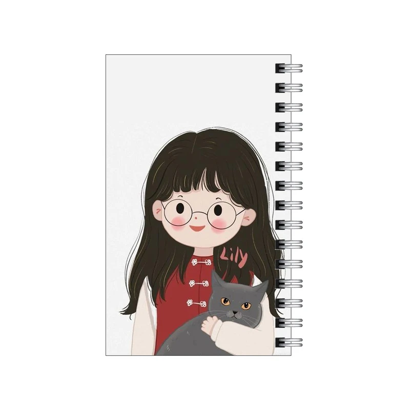دفترچه یادداشت مدل to do list طرح دختر عینکی و گربه کد 6384561