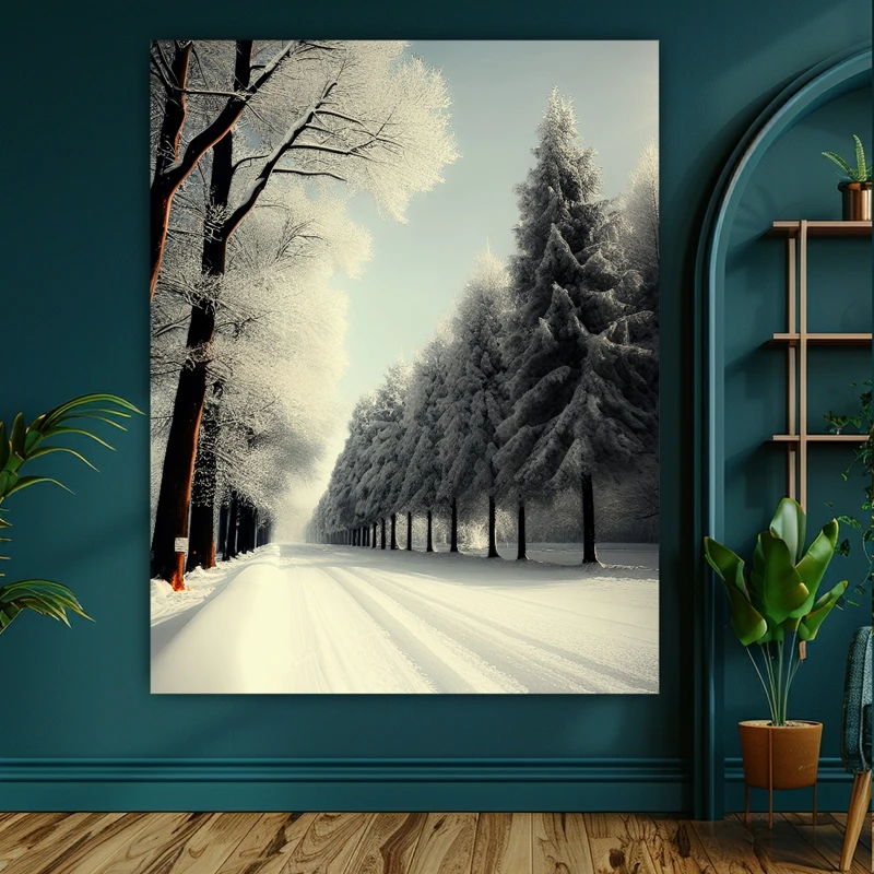 تابلو بوم طرح زمستان مدل جاده برفی کد GR952