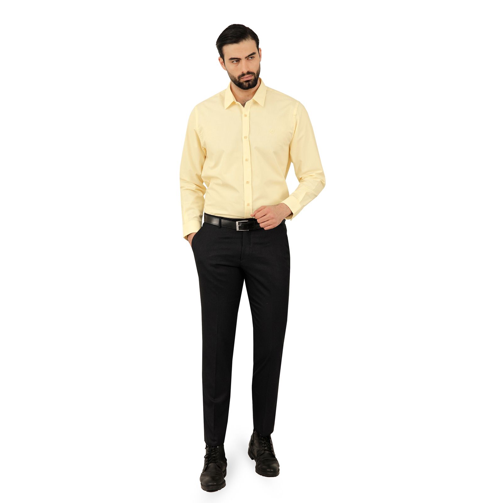 پیراهن آستین بلند مردانه پاتن جامه مدل  102721020242125 رنگ لیمویی -  - 2