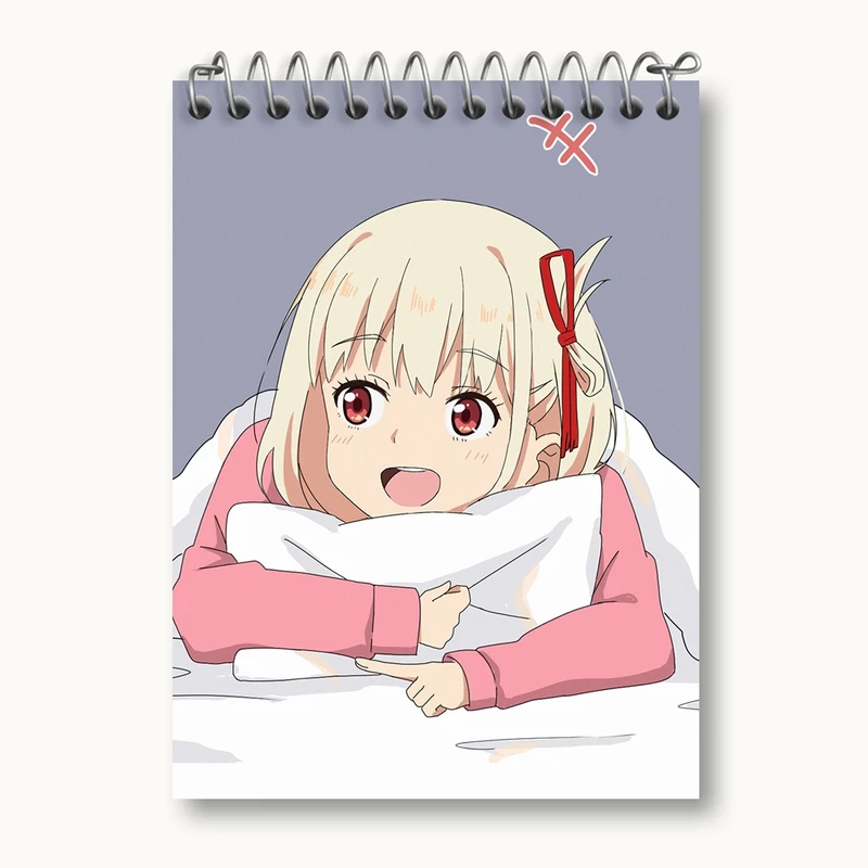 دفتر یادداشت 50 برگ خندالو مدل چیساتو انیمه لیکوریس ریکویل Lycoris Recoil کد 22979