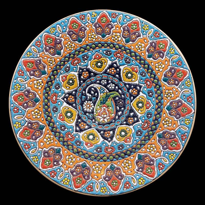 بشقاب میناکاری مدل ترمه