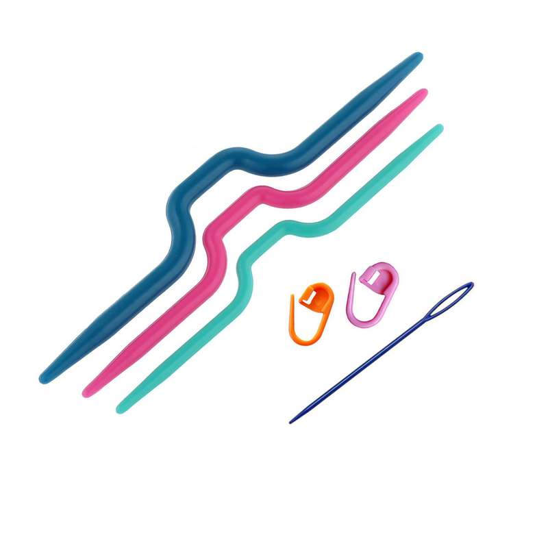 میل بافتنی مدل Smile-4477 به همراه سنجاق نشانه گذار و سوزن کاموا مجموعه 6 عددی