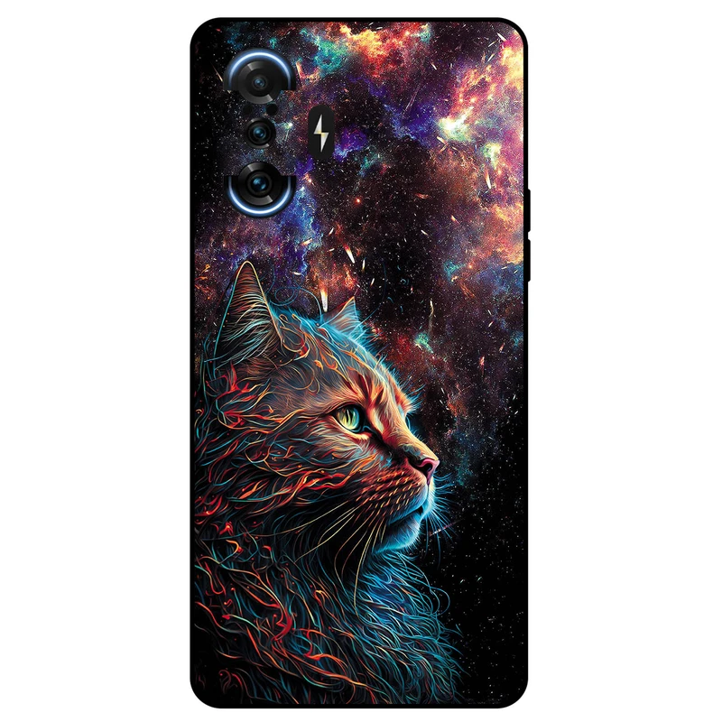 کاور مگافون طرح گربه کهکشانی مدل 4203 مناسب برای گوشی موبایل شیائومی Redmi K40 Gaming