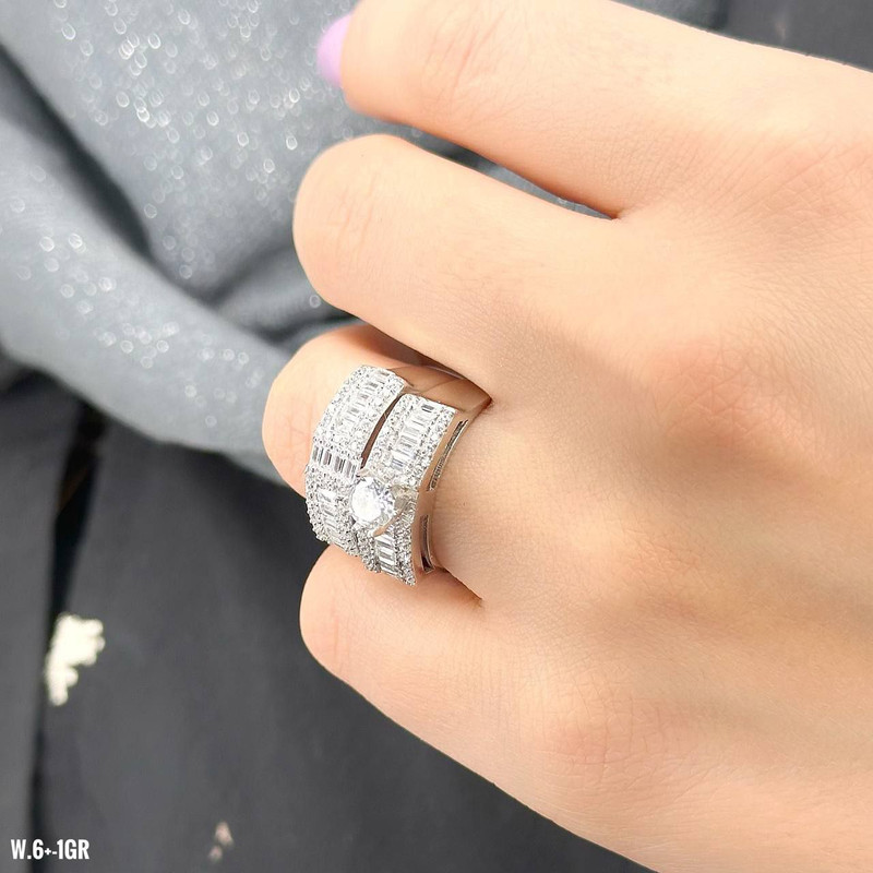 ست حلقه و پشت حلقه نقره زنانه مدل تک تاش 0130