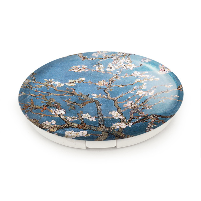 آینه جیبی خندالو طرح نقاشی شکوفه های بادام اثر ونسان ونگوگ مدل تاشو کد 25463