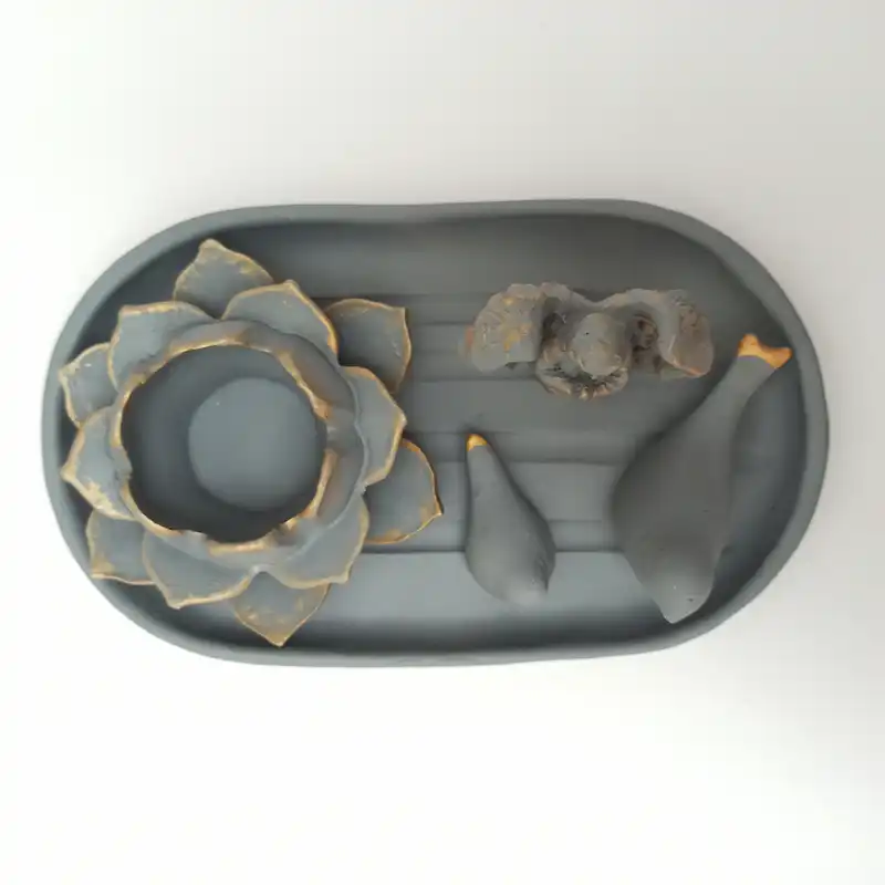 ست 5 تکه جاشمعی طرح گل مرداب مدل فرشته کد 241