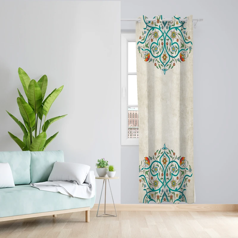 پرده طرح سنتی مدل مخمل پانچی کد L 1101L Z سایز 140x200 سانتی متر