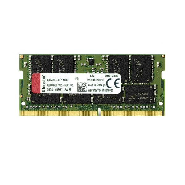 رم لپتاپ DDR4 تک کاناله 2400 مگاهرتز CL17 کینگستون مدل PC4-KVR 19200 ظرفیت 16 گیگابایت