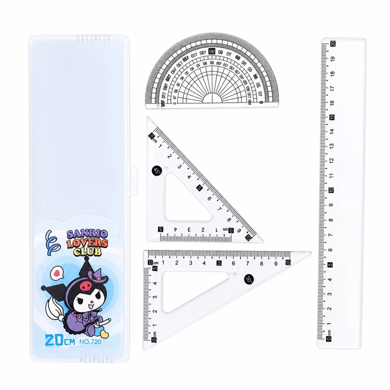 ست خط‌کش مدل کریستال طرح کرومی کد 20cm بسته 4 عددی
