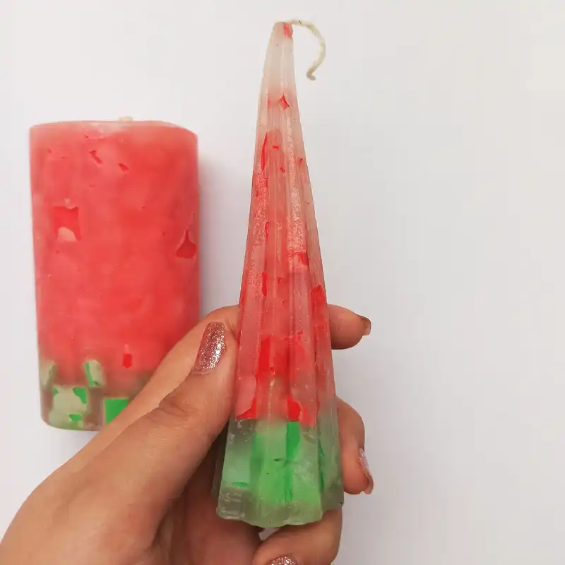 شمع دستساز مدل خرده شیشه طرح یلدا مجموعه 2 عددی