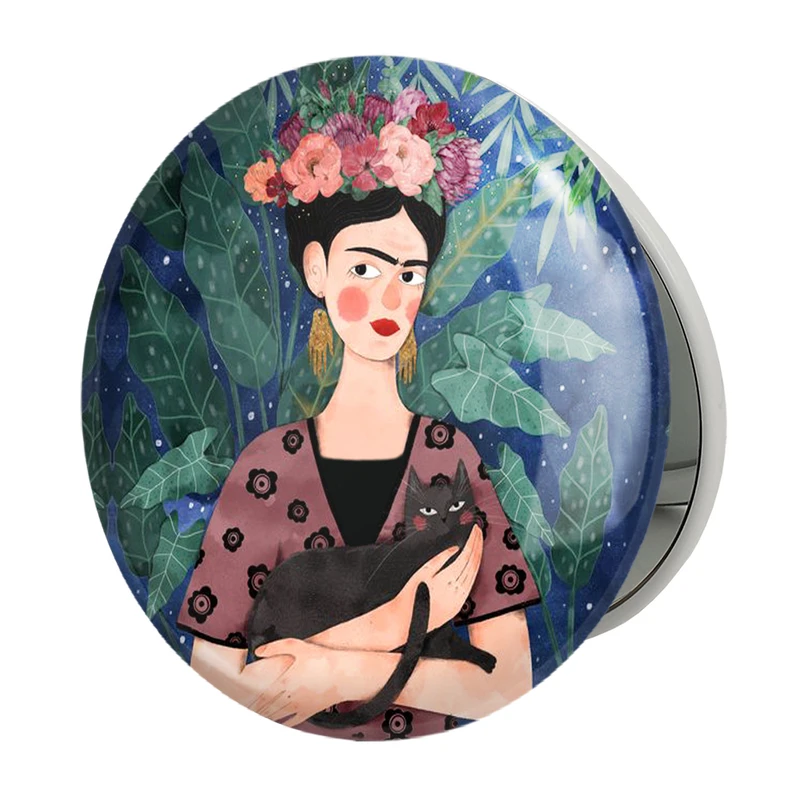 آینه جیبی خندالو طرح فریدا کالو Frida Kahlo مدل تاشو کد 3718 