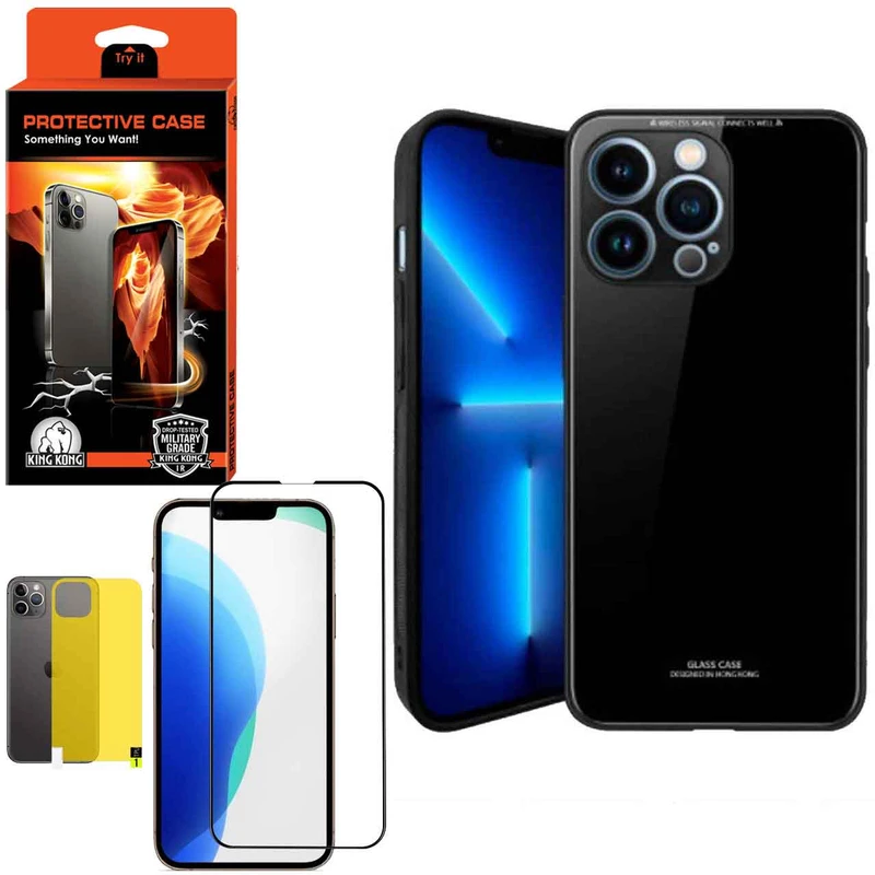 کاور کینگ کونگ مدل CVRGLS-II مناسب برای گوشی موبایل اپل Iphone 13 Pro Max به همراه محافظ صفحه نمایش و محافظ پشت گوشی