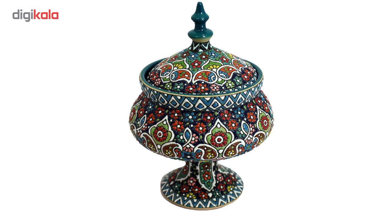شکلات خوری سفالی دست نگار طرح میناکاری پایه دار متوسط main 1 1