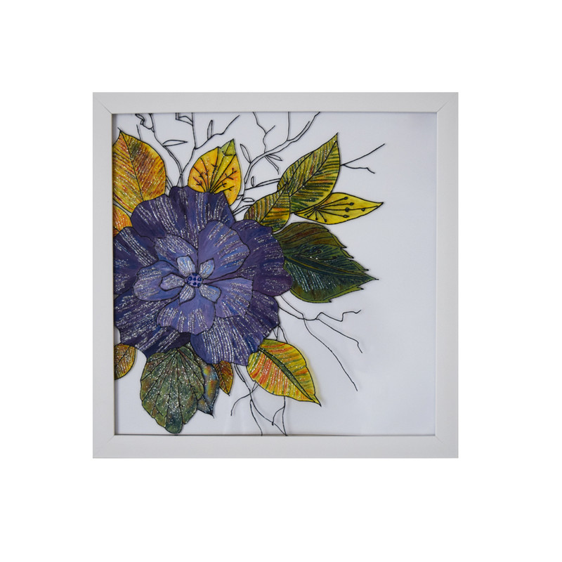تابلو ویترای طرح گل بنفشه کد 5