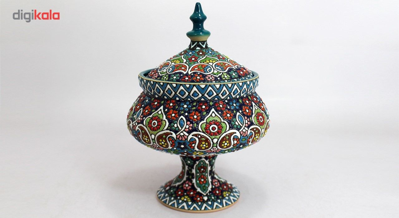 شکلات خوری سفالی دست نگار طرح میناکاری پایه دار متوسط main 1 2