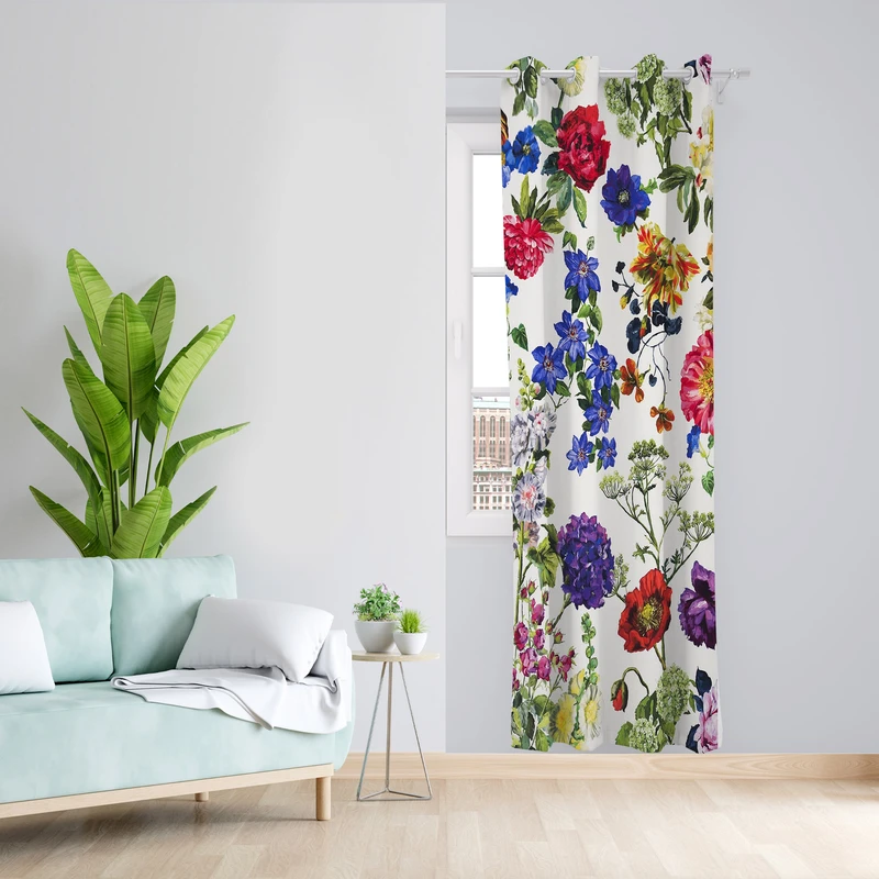 پرده طرح گل مدل مخمل پانچی کد 1859 z سایز 140x200 سانتی متر