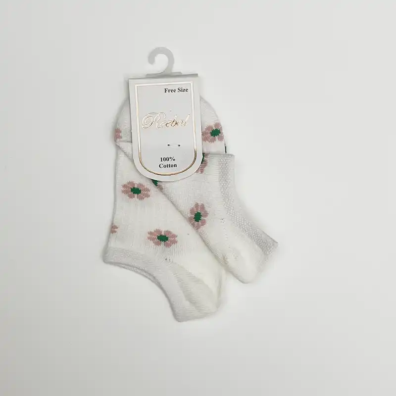جوراب بچگانه مدل گل بابونه بسته 2 عددی