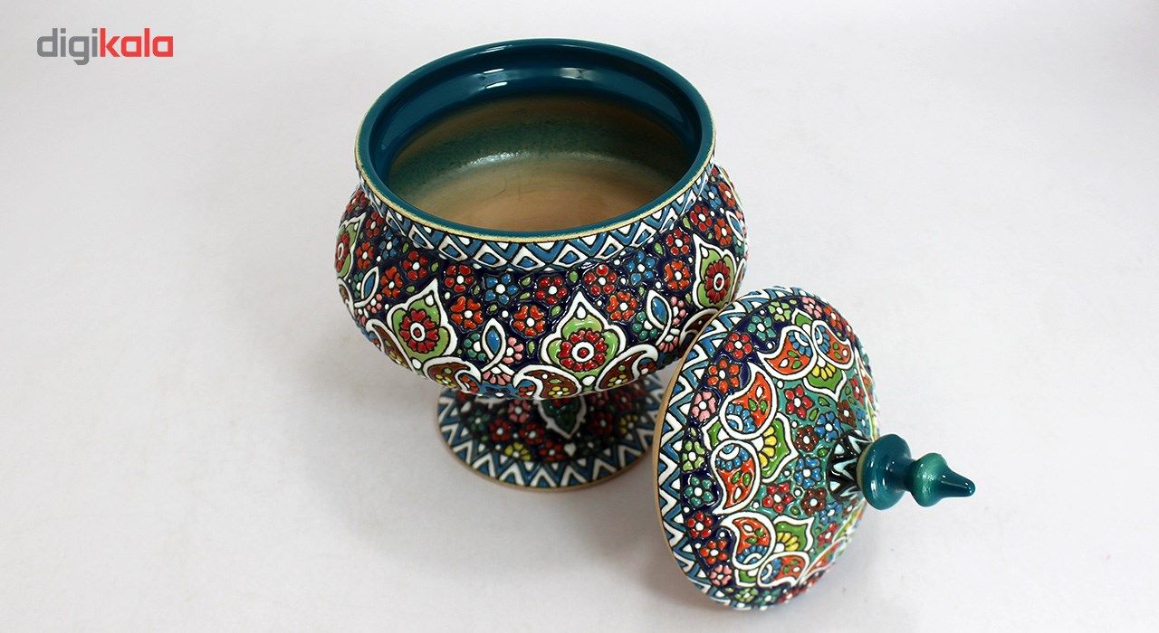 شکلات خوری سفالی دست نگار طرح میناکاری پایه دار متوسط main 1 4