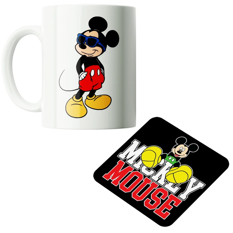 ماگ پاد آفرین مدل کارتونی میکی موس کیوت فانتزی بامزه کد PZ343 به همراه زیرلیوانی