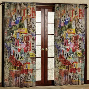 پرده مدل طرح دار نوشته هازان پانچی کد 2609 سایز 140x200 سانتی متر