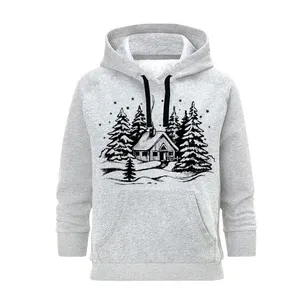 هودی زنانه مدل منظره زمستونی کد B169 رنگ طوسی