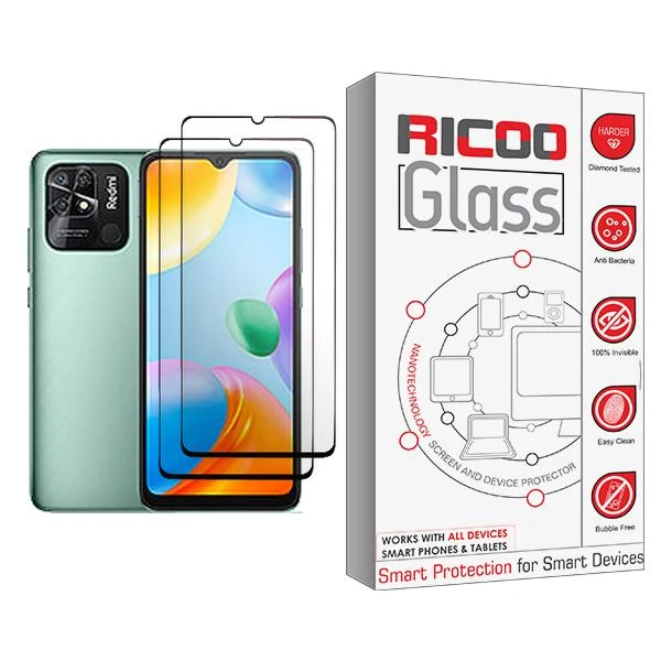 محافظ صفحه نمایش ریکو مدل Ricoo Glass MIX002 مناسب برای گوشی موبایل شیائومی Redmi 10C بسته دو عددی
