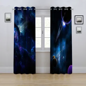 پرده مدل پانچی طرح فضا سایز 280x145 سانتی متر