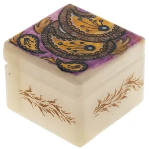 جعبه سنگ مرمر اثر بابایی طرح بته جقه سایز 5 × 5 سانتی متر