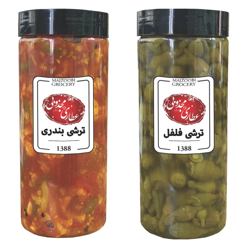 ترشی فلفل و ترشی بندری مجذوبی - 1500 گرم بسته 2 عددی