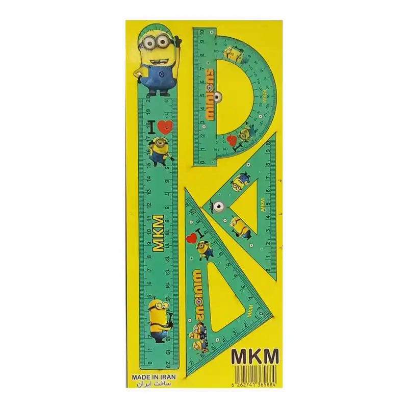 ست خط کش گونیا و نقاله مدل چوبی کد 9765 مجموعه 4 عددی