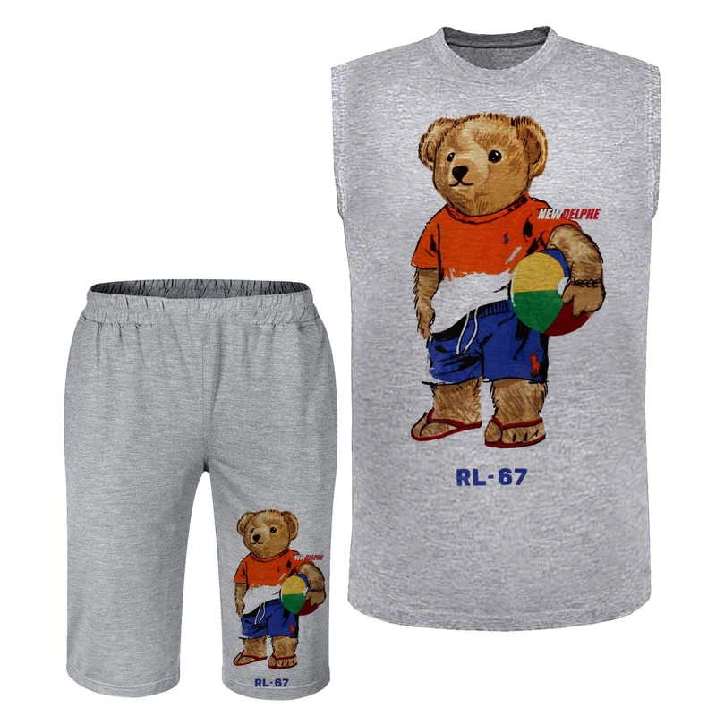 ست تاپ و شلوارک مردانه مدل خرس و توپ N285