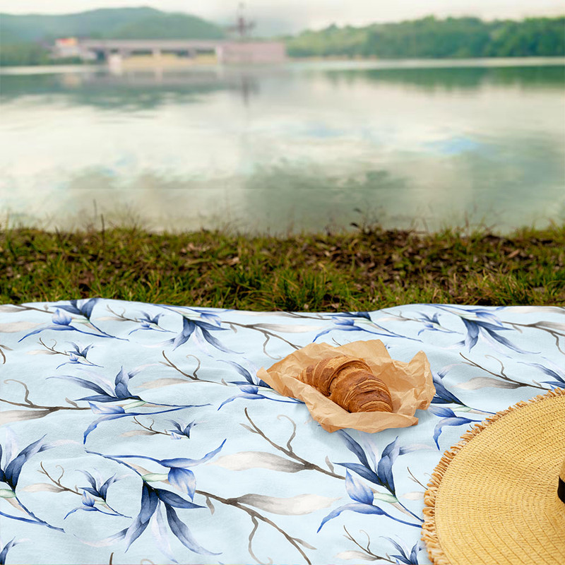 شال مبل طرح برگ کد F2SH10070 سایز 100x180 سانتی متر