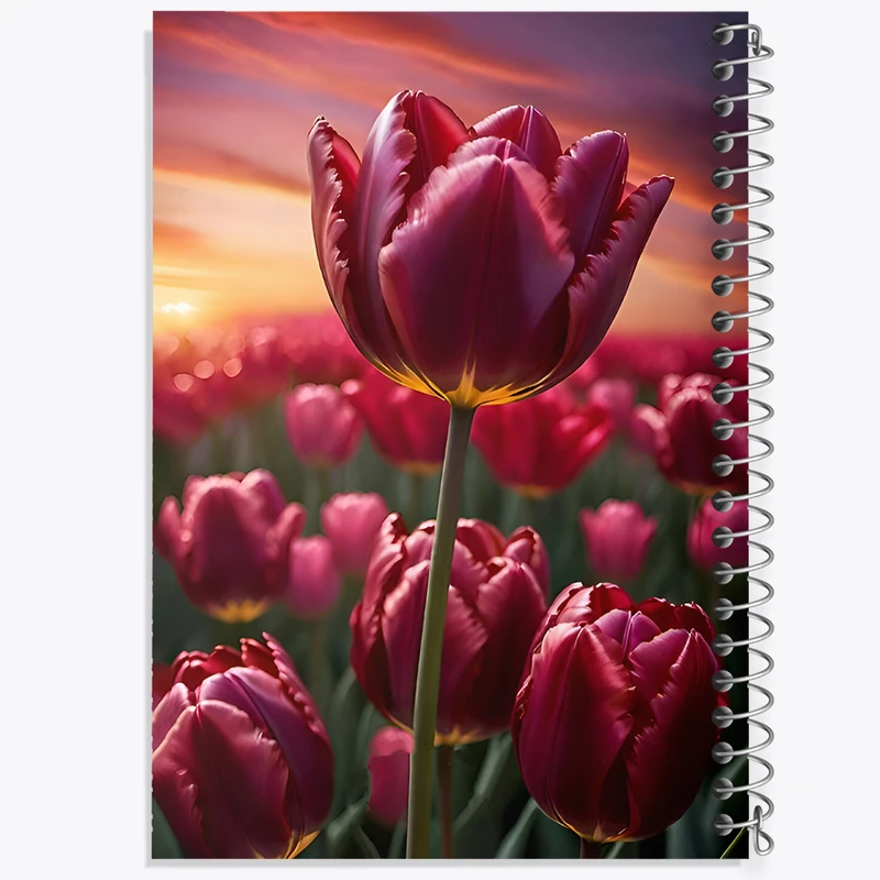 دفتر ژورنال نویسی 50 برگ خندالو مدل نقطه ای طرح گل لاله کد F7102