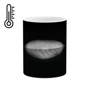 ماگ حرارتی طرح برگ سیاه سفید مدل mgh00457