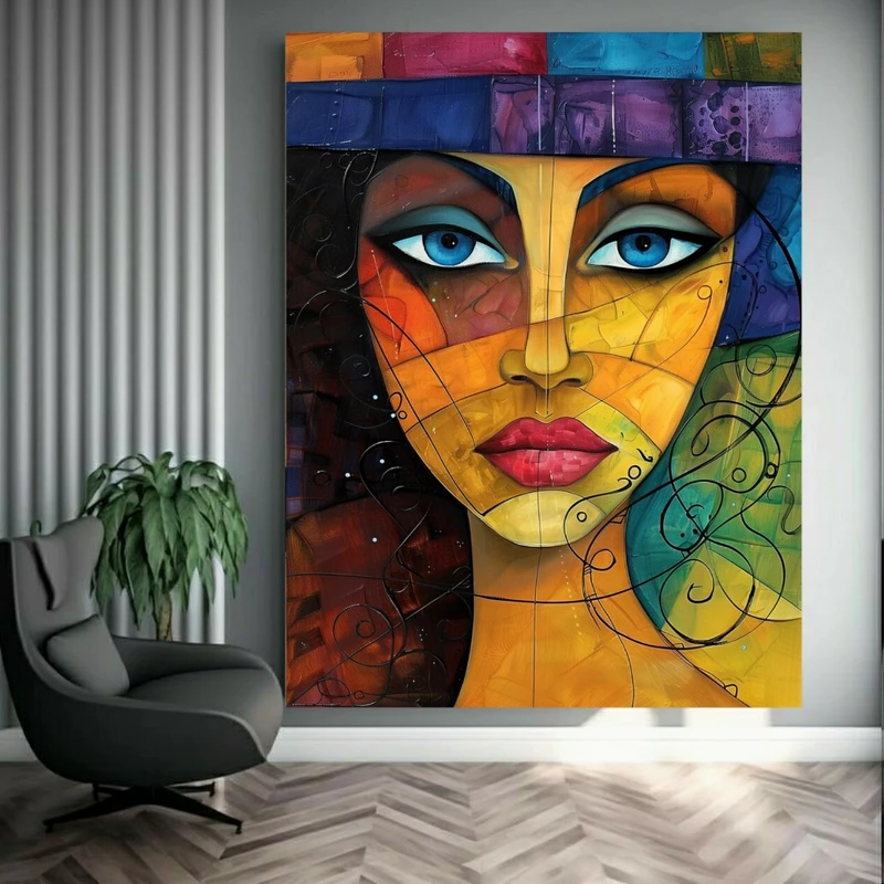 پوستر طرح نقاشی مدل چهره رنگارنگ کد BK24019