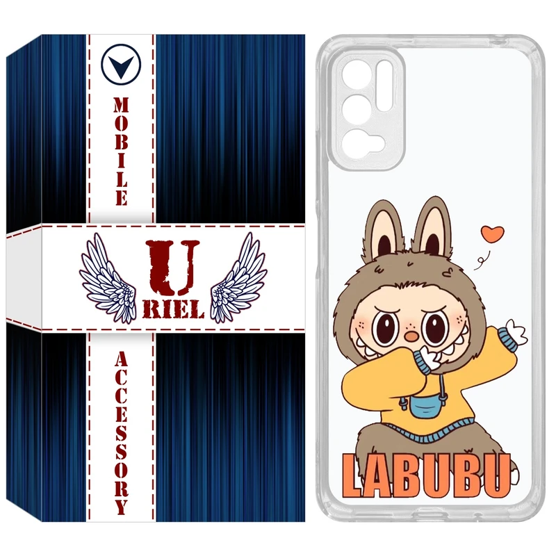 کاور یوریل قاب مدل Clear کد 104 طرح لبوبو Labubu مناسب برای گوشی موبایل شیائومی Redmi Note 10 5G / Note 11SE / Poco M3 Pro