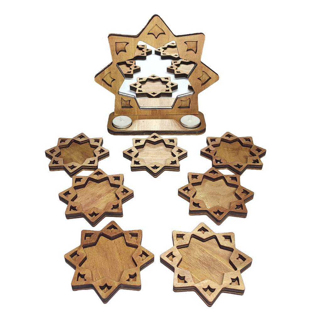 مجموعه ظروف هفت سین 8 پارچه مدل چوبی k8