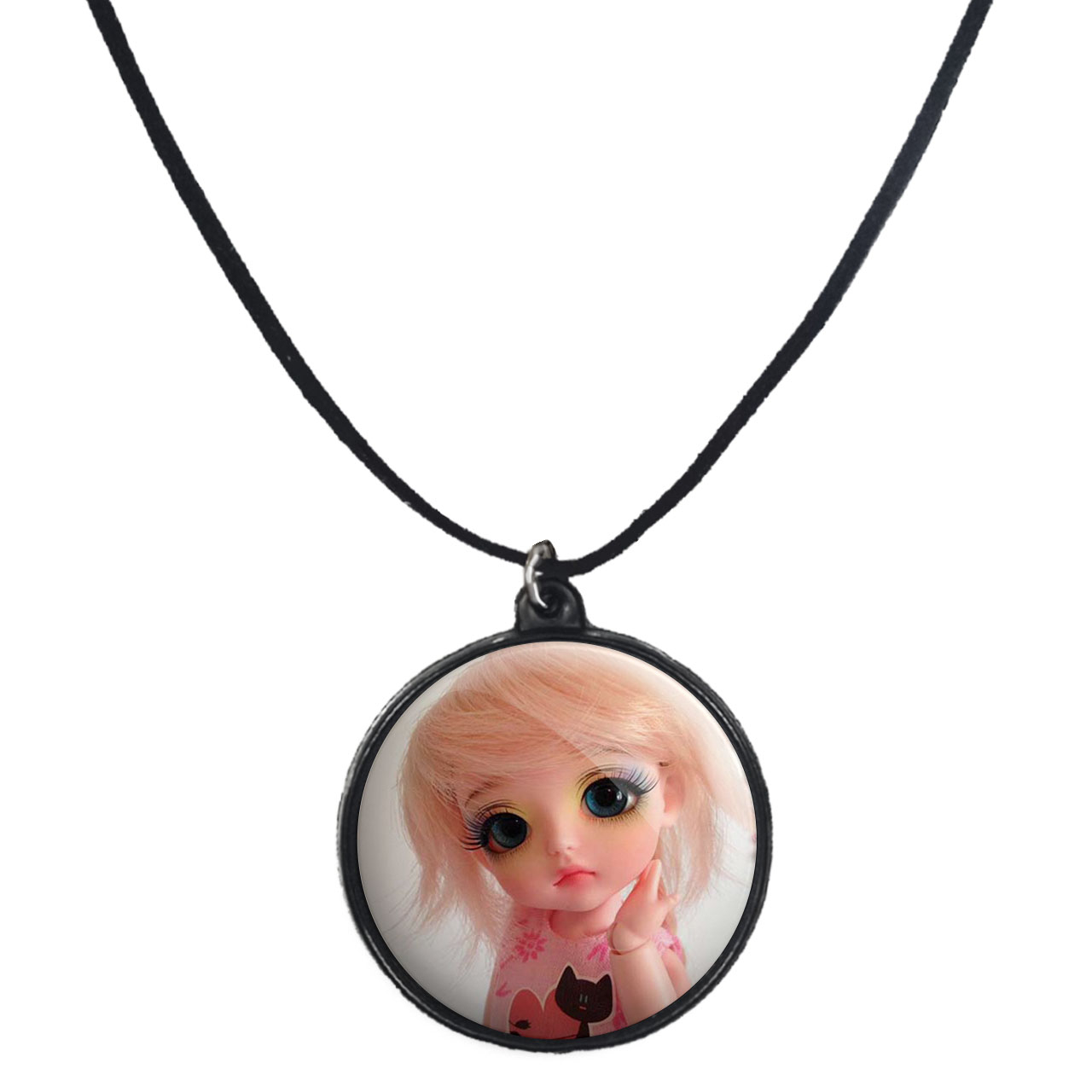 گردنبند پرمانه طرح عروسک زیبا کد pmb.338 مدل دو طرفه