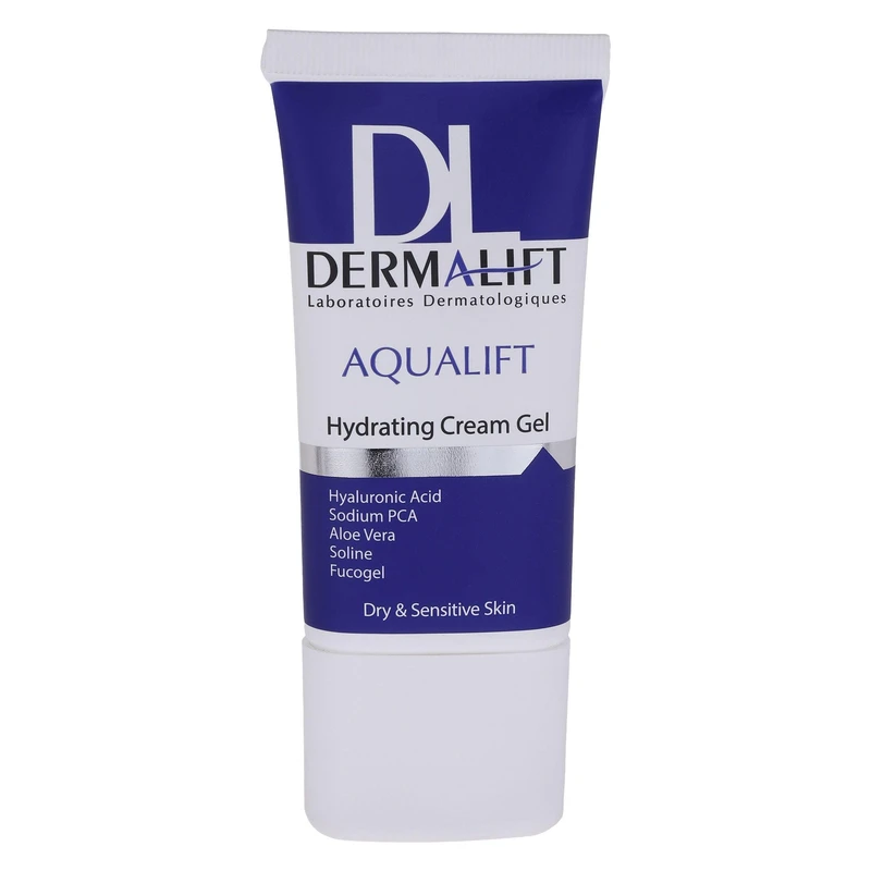 کرم ژل آبرسان صورت درمالیفت مدل AQUALIFT مناسب برای پوست‌های خشک و حساس حجم 50 میلی لیتر