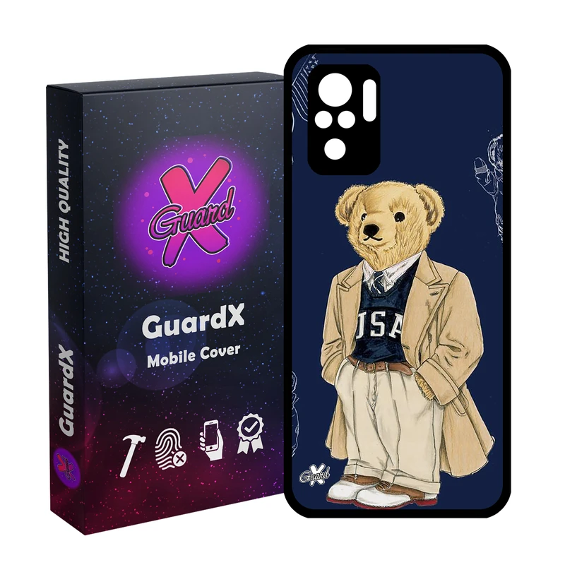 کاور گارد ایکس طرح خرس مدل Glass10427 مناسب برای گوشی موبایل شیائومی Redmi Note 10 4G/Note 10S