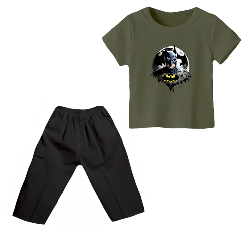 ست تی شرت و شلوارک پسرانه مدل بتمن کد ۸