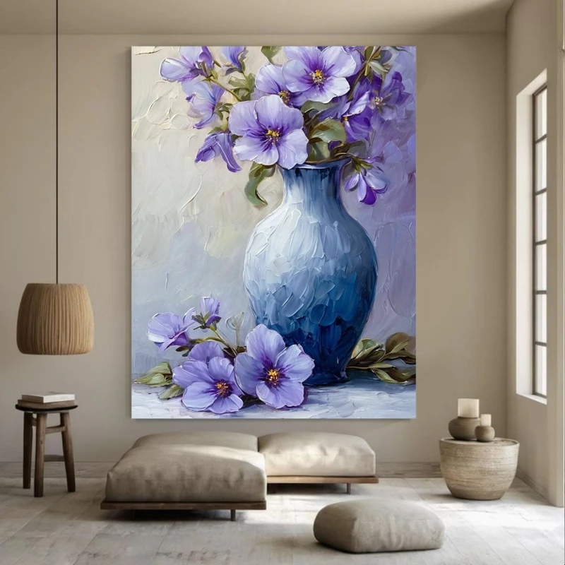 پوستر پارچه ای طرح مخمل  گلدان مدل گل های وحشی کد FP106600