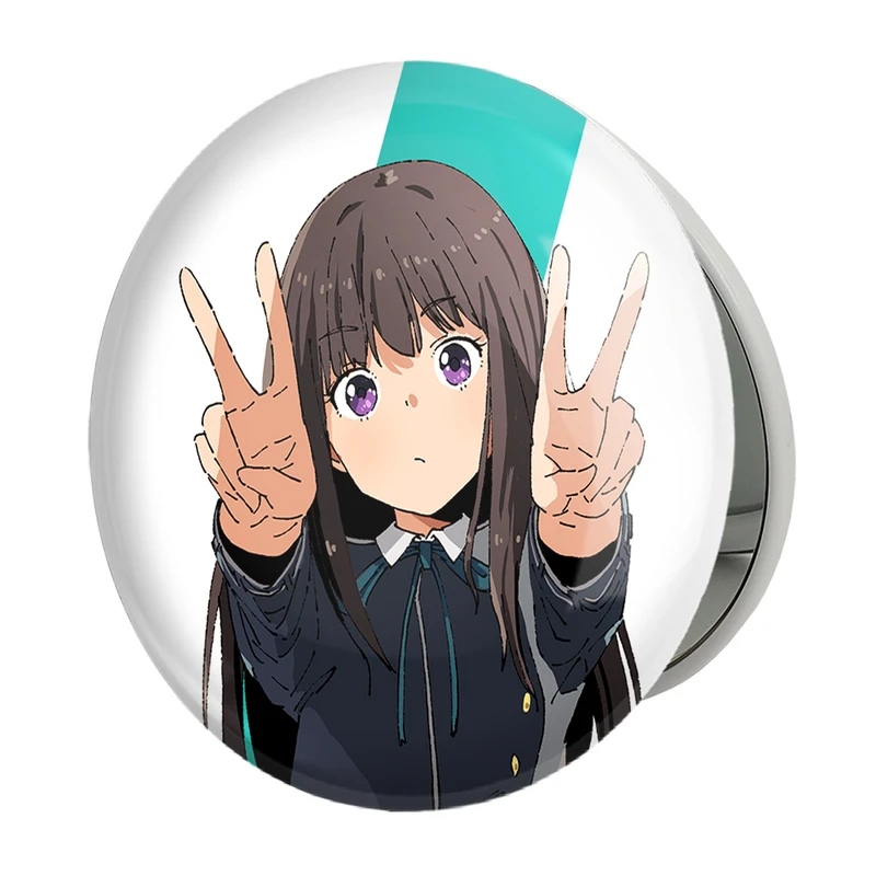 آینه جیبی خندالو طرح تاکینا انیمه لیکوریس ریکویل Lycoris Recoil مدل تاشو کد 22980 