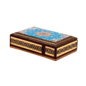 جعبه جواهرات خاتم کاری مدل کشویی طرح تذهیب کد 67-16-101