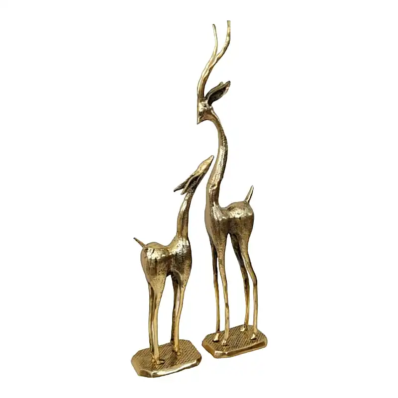 مجسمه برنجی مدل غزال کد H-1185 مجموعه 2 عددی