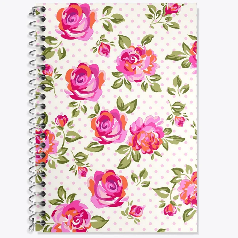 دفتر زبان 50 برگ خندالو مدل سه خط طرح گل گلی کد 2212